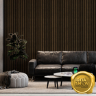 Papel De Parede Adesivo Ripas De Madeira Escura Lavável 3m