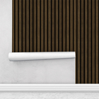 Papel De Parede Adesivo Ripas De Madeira Escura Lavável 3m