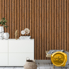 Papel De Parede Adesivo Ripas De Madeira Escura Lavável Sala