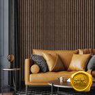 Papel De Parede Adesivo Ripas De Madeira Escuro Escritório