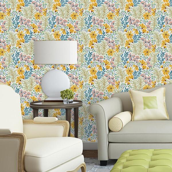 Papel De Parede Adesivo Rolo 0,58x3,00m Flores 386926024