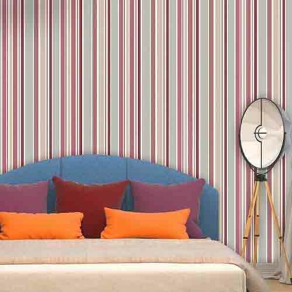Papel De Parede Adesivo Romântico Listrado 1079