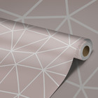 Papel De Parede Adesivo Rosa Chá Fio Branco Triângulos  18m