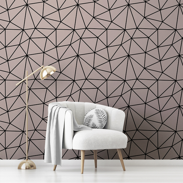Papel De Parede Adesivo Rosé Geométrico Lavável Vinilico 9m