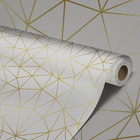 Papel De Parede Adesivo Sala Pirâmides Branco Gold 9m