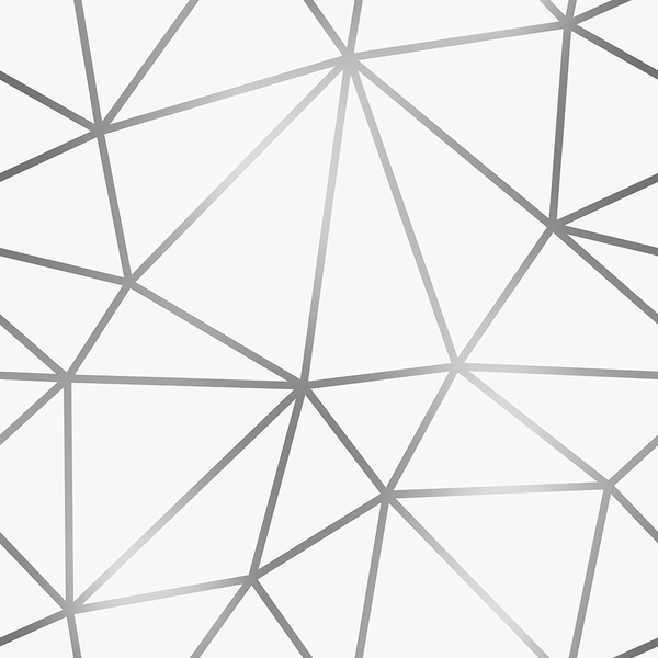 Papel De Parede Adesivo Sala Pirâmides Branco Prateado 3m