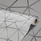 Papel De Parede Adesivo Sala Pirâmides Branco Prateado 6m