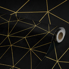 Papel De Parede Adesivo Sala Preto Fio Gold Vinilico  6m