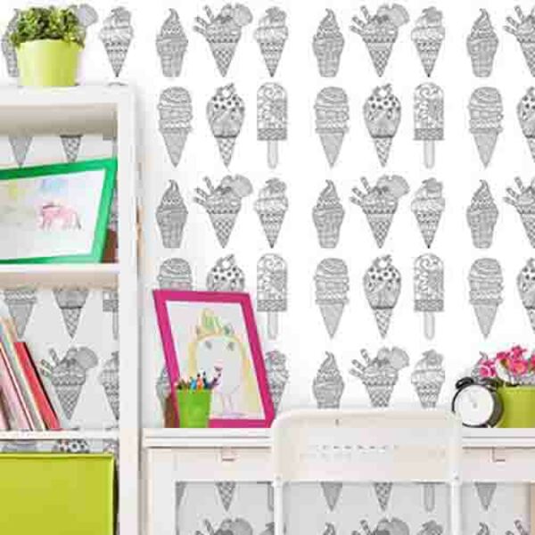 Papel De Parede Adesivo Sorvete Colorir 363812960