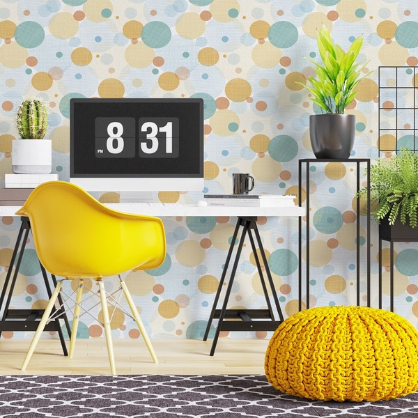 Papel De Parede Adesivo Tendenci Estampa De Bolinhas Rolo 10