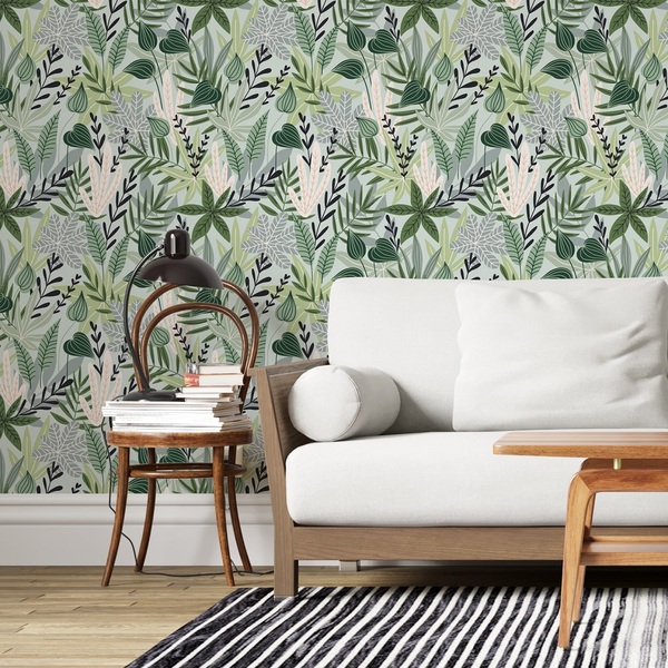 Papel De Parede Adesivo Tendenci Estampa De Folhas Rolo 3 Met