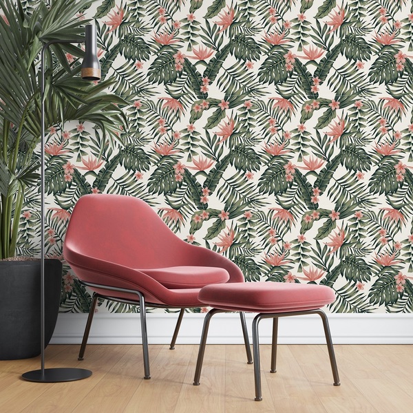 Papel De Parede Adesivo Tendenci Estampa De Folhas Rolo 5 Metros Id Leroy Merlin