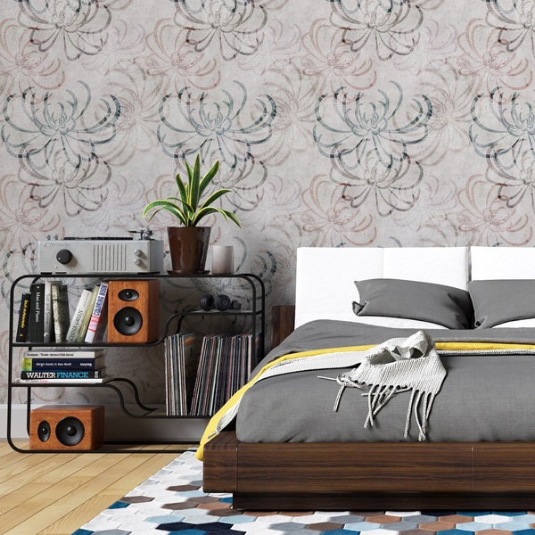 Papel De Parede Adesivo Tendenci Estampa Floral Rolo 3 Metros