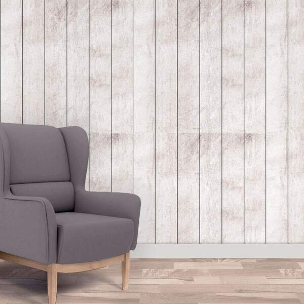 Papel De Parede Adesivo Textura De Madeira Acinzentado - 60x3