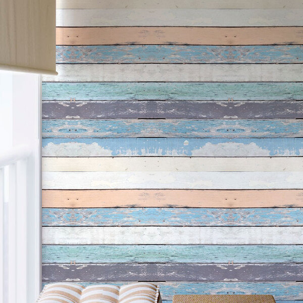 Papel De Parede Adesivo Textura Madeira Coloridos 60x300cm