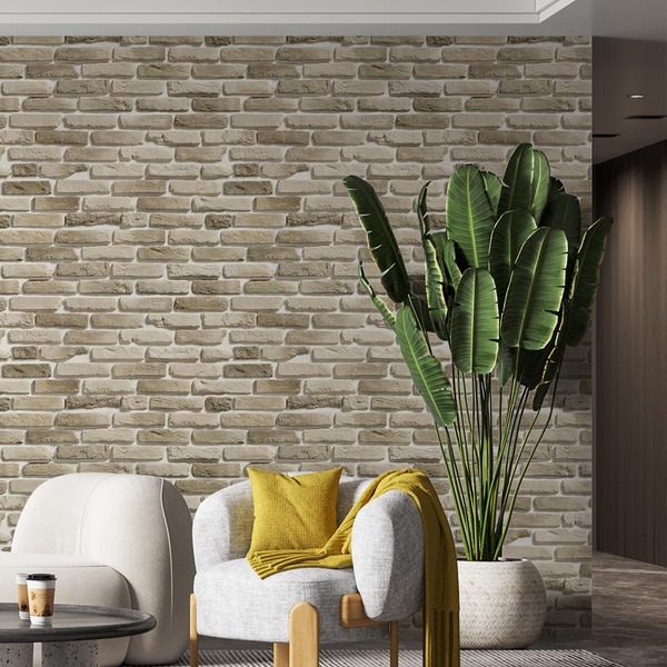 Papel De Parede Adesivo Tijolo Bege - 3,0m