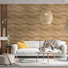 Papel De Parede Adesivo Tijolo Com Filetes Laranja Marrom 10m