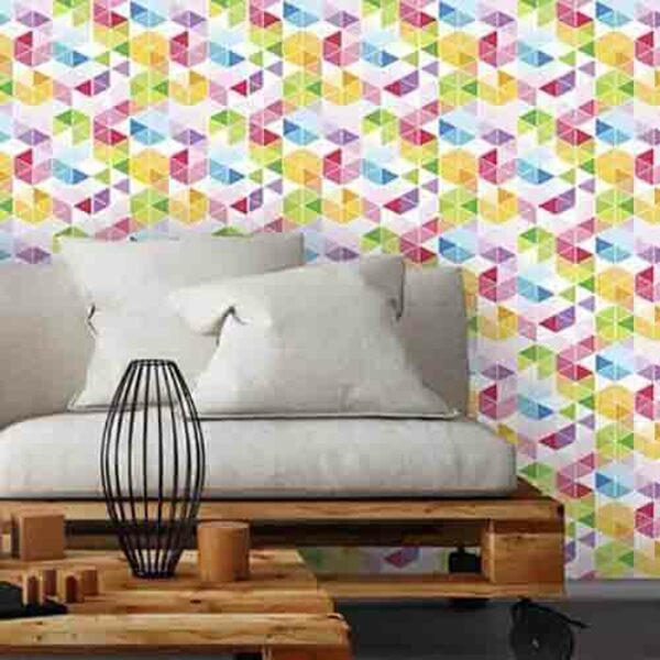 Papel De Parede Adesivo Triângulo Colorido 849