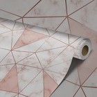 Papel De Parede Adesivo Triangulos Rosé E Rosa Bebê Sala 18m