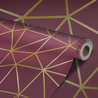 Papel De Parede Adesivo Triângulos Terracota Fio Gold 12m