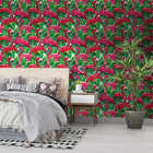 Papel De Parede Adesivo Tropical Flamingo Folhas Verdes 1mx50
