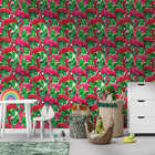 Papel De Parede Adesivo Tropical Flamingo Folhas Verdes 9mx50