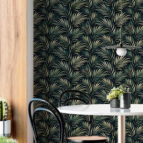 Papel De Parede Adesivo Tropical Folhagem Exótica Verde 6m