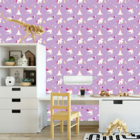 Papel De Parede Adesivo Unicórnio Com Arco-íris Lavanda 15m