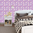 Papel De Parede Adesivo Unicórnio Com Arco-íris Lavanda 3m