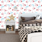 Papel De Parede Adesivo Unicórnio Com Sorvete Decor Bebê 12m