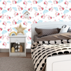 Papel De Parede Adesivo Unicórnio Com Sorvete Decor Bebê 9m