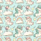 Papel De Parede Adesivo Unicórnio Fundo Azul Decor Quarto 9mx