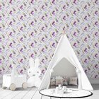 Papel De Parede Adesivo Unicórnio Lilás N03040