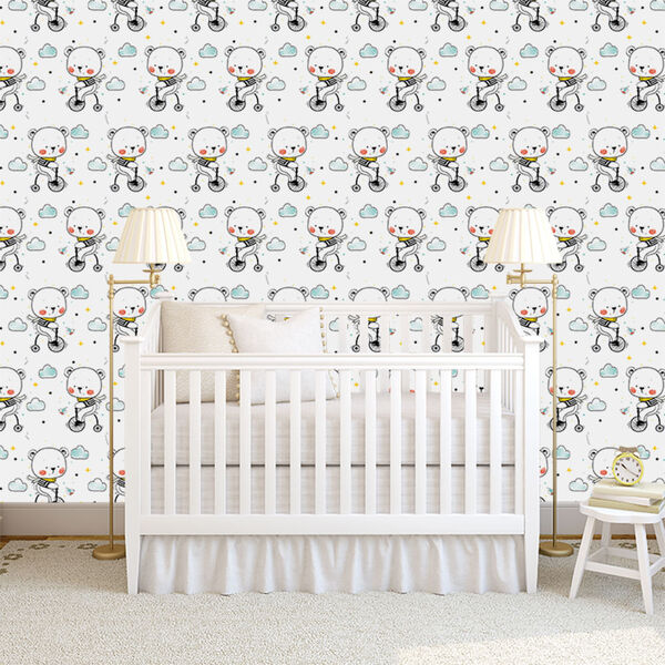 Papel De Parede Adesivo - Ursinhos - Bicicleta - Infantil - 3