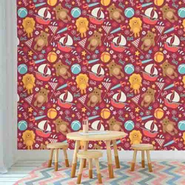 Papel De Parede Adesivo Urso Leão Barcos 185681312