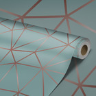 Papel De Parede Adesivo Verde-água Fio Rosé Auto Colante 6m