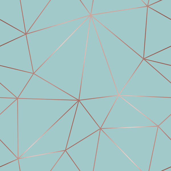 Papel De Parede Adesivo Verde-água Geométrico Fio Rosé 9m