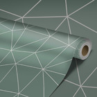 Papel De Parede Adesivo Verde-água Geométrico Vinilico 6m