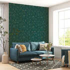 Papel De Parede Adesivo Verde E Dourado Geométrico 2,80m