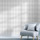 Papel De Parede Adesivo Vinílico Abstrato Losangos Cinzas -60