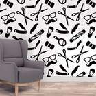 Papel De Parede Adesivo Vinílico Barbearia Kit 2 Preto 60x300