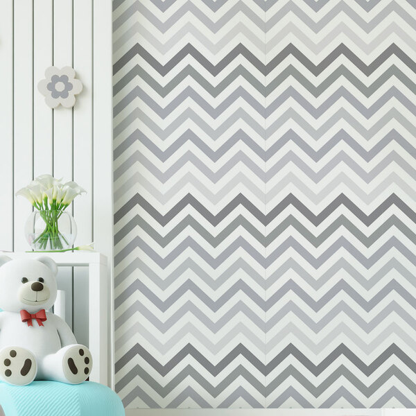 Papel De Parede Adesivo Vinílico Chevron Tons De Cinza 60x300