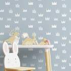 Papel De Parede Adesivo Vinílico Infantil Coroas Azuis 60x300