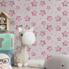 Papel De Parede Adesivo Vinílico Infantil Estrelas Rosa 60x30