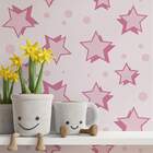 Papel De Parede Adesivo Vinílico Infantil Estrelas Rosa 60x30