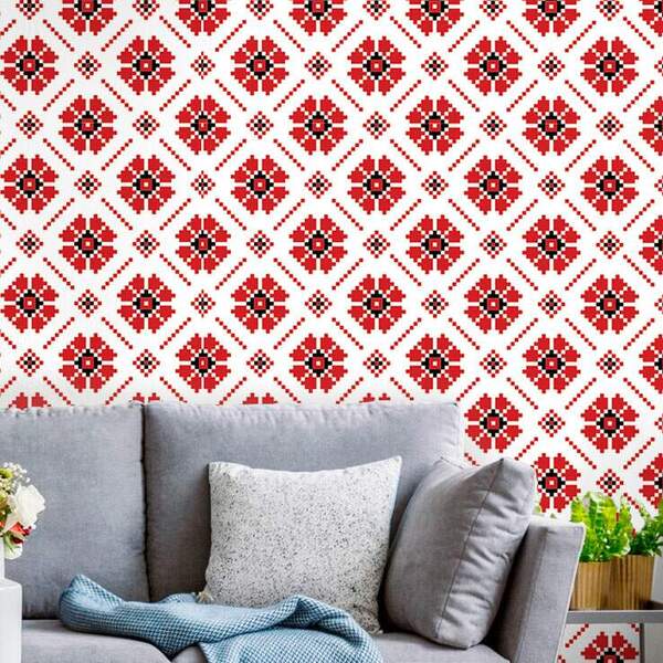 Papel De Parede Adesivo Vinílico Ladrilho Flor Quadriculada 6