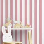 Papel De Parede Adesivo Vinílico Listras Rosa E Branco 60x300