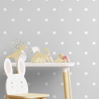 Papel De Parede Adesivo Vinílico Poá Branco E Cinza Escuro 60