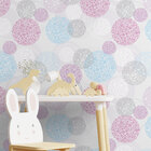 Papel De Parede Adesivo Vinílico Poá Mod 010 Azul E Rosa 60x3