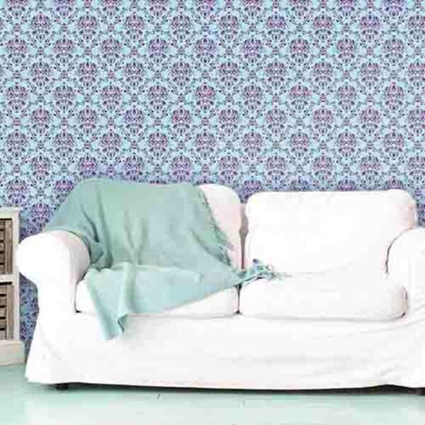 Papel De Parede Adesivo Vintage Azul E Roxo 9